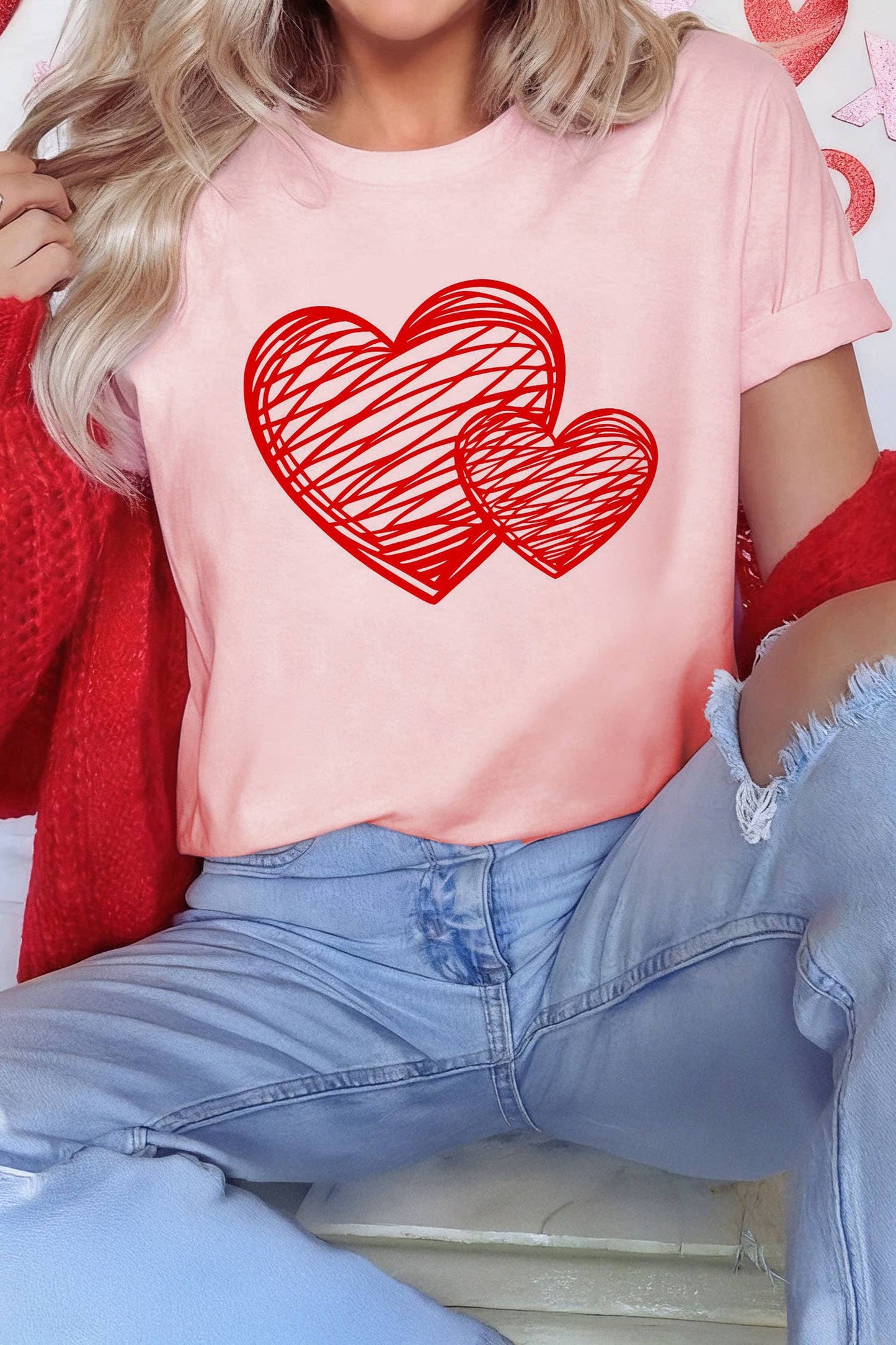 Valentines Heart Graphic Short-Sleeve T-Shirt