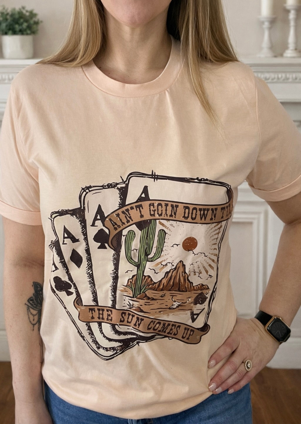 Western Poker Cards Graphic T Shirt