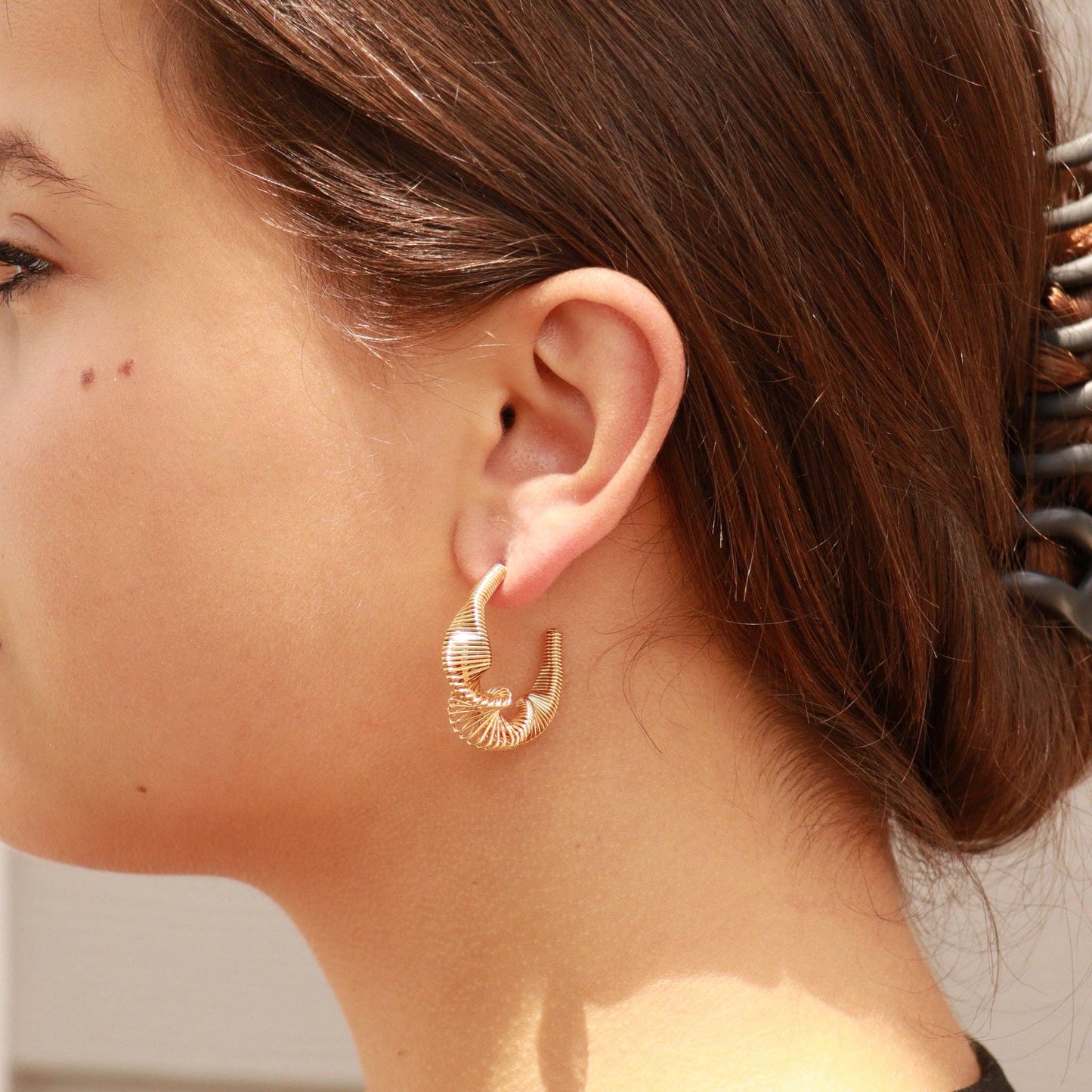 18K Gold PVD Stainless Steel Wired Hoop Earrings