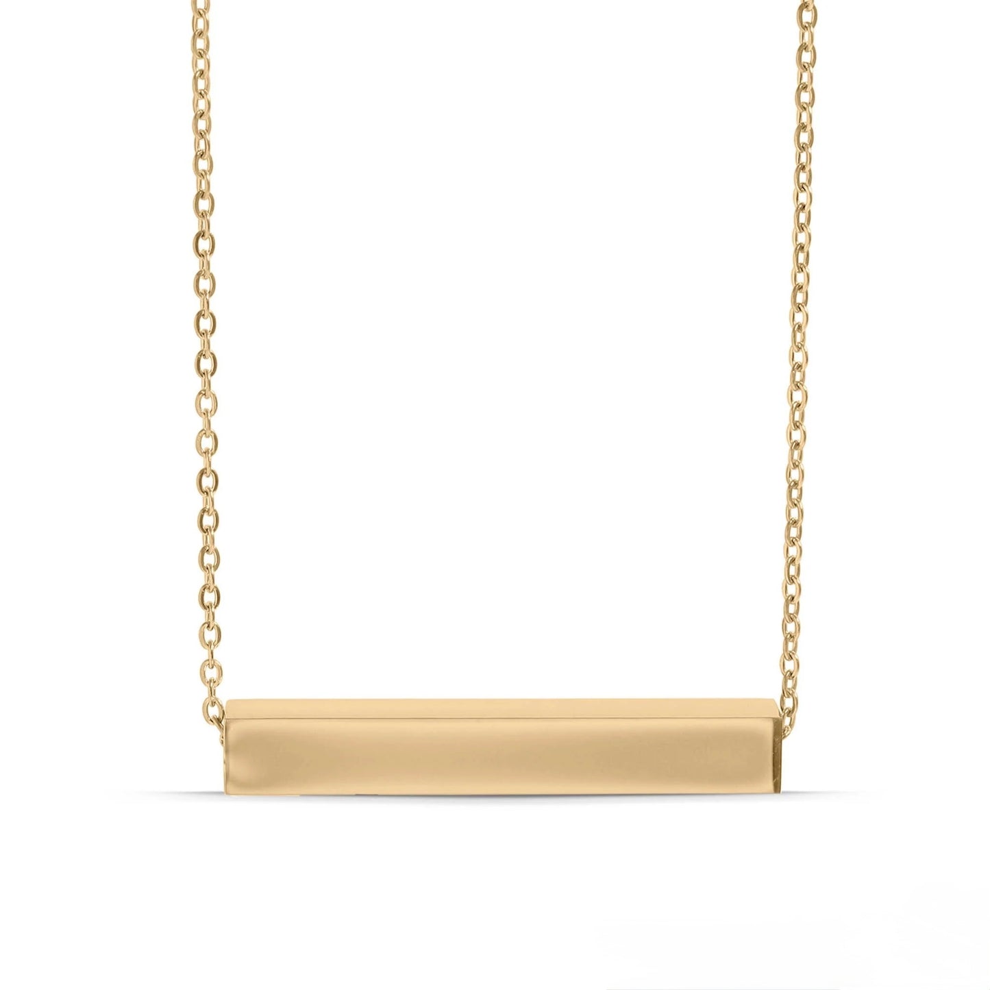 Square 4 Sided Horizontal Bar Polished Stainless Steel Necklace