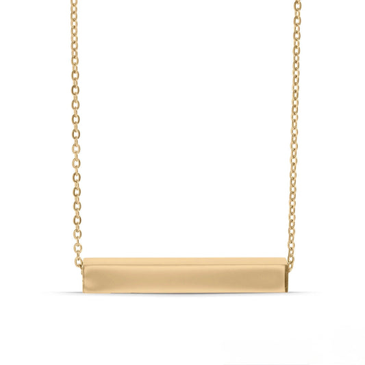 Square 4 Sided Horizontal Bar Polished Stainless Steel Necklace