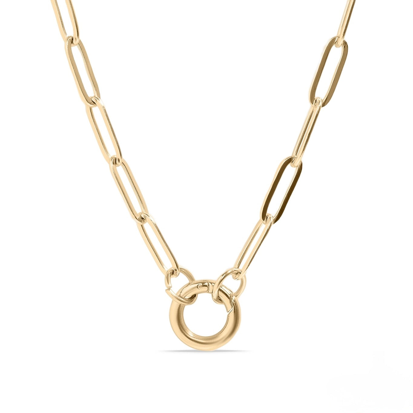 Stainless Steel Paperclip Carabiner Charm Holder Necklace