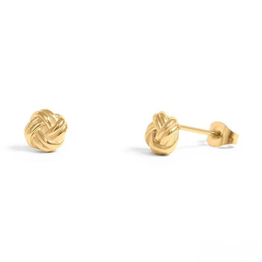 18K Gold Pvd Stainless Steel Knot Stud Earrings