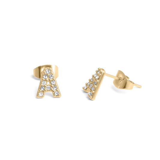 18K Gold Pvd Stainless Steel Initial Stud Earring