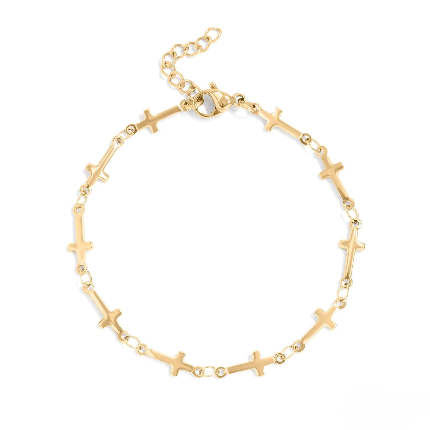 18K Gold PVD Stainless Steel Cross Chain Bracelet