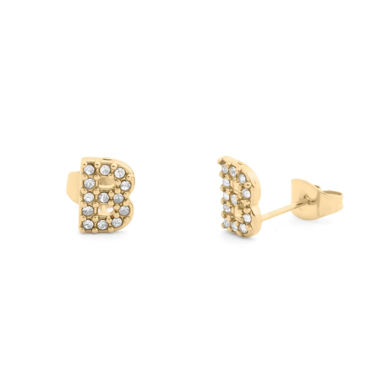 18K Gold Pvd Stainless Steel Initial Stud Earring
