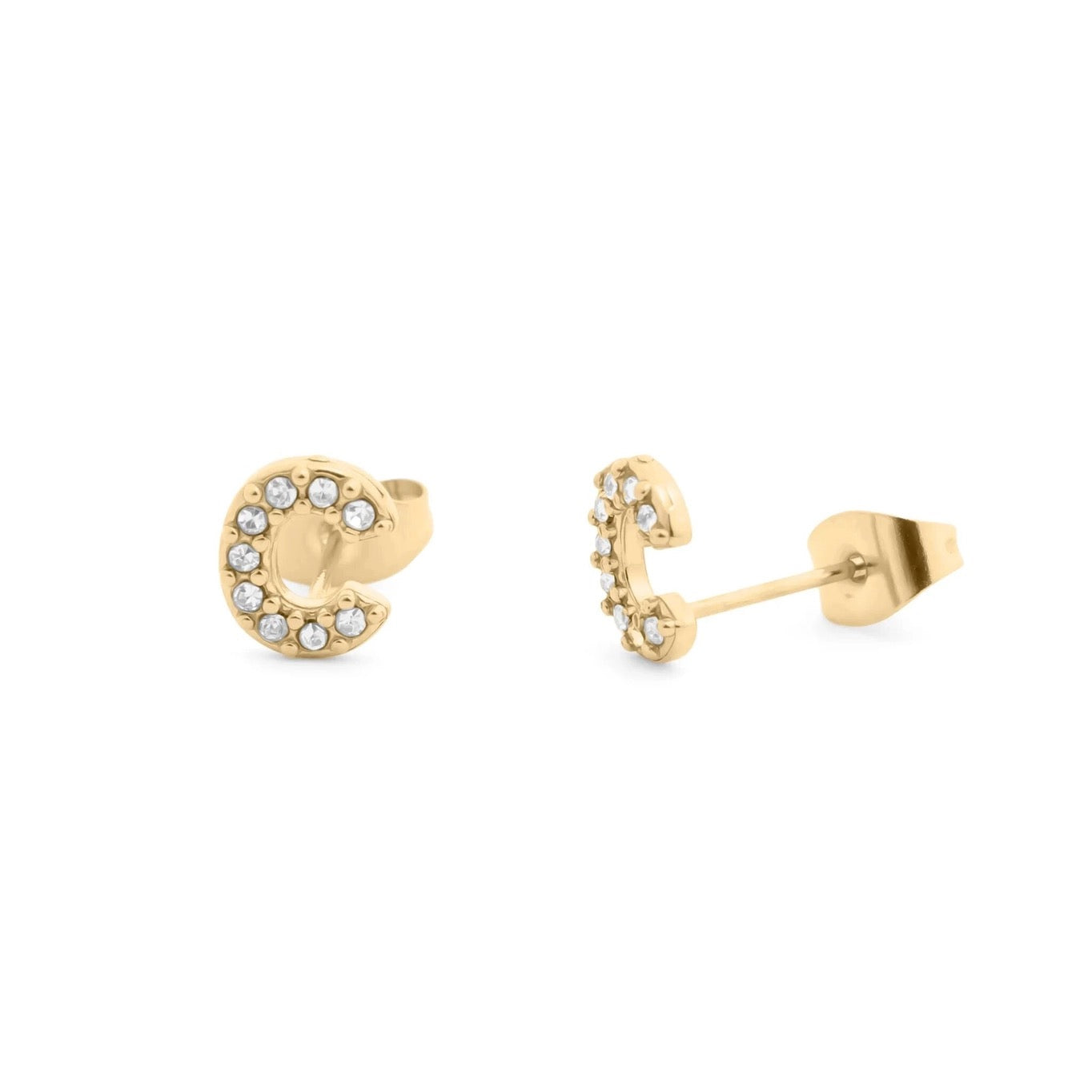 18K Gold Pvd Stainless Steel Initial Stud Earring