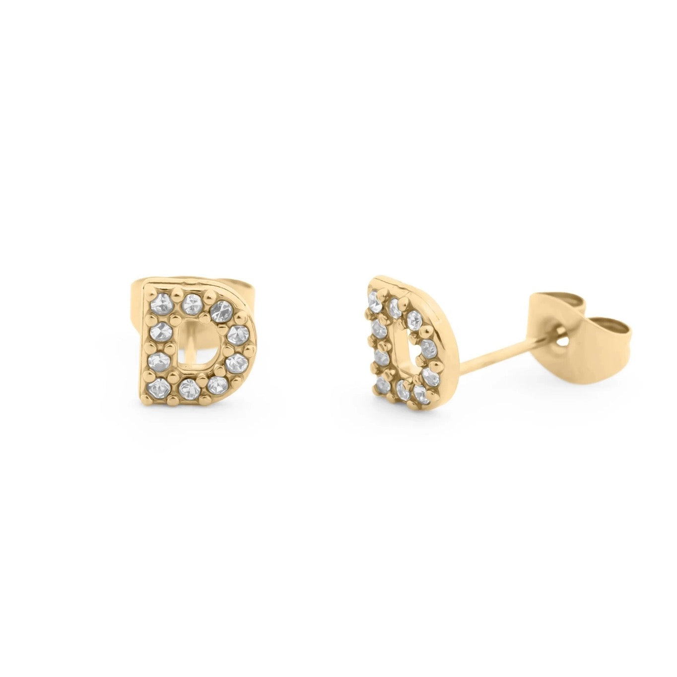 18K Gold Pvd Stainless Steel Initial Stud Earring