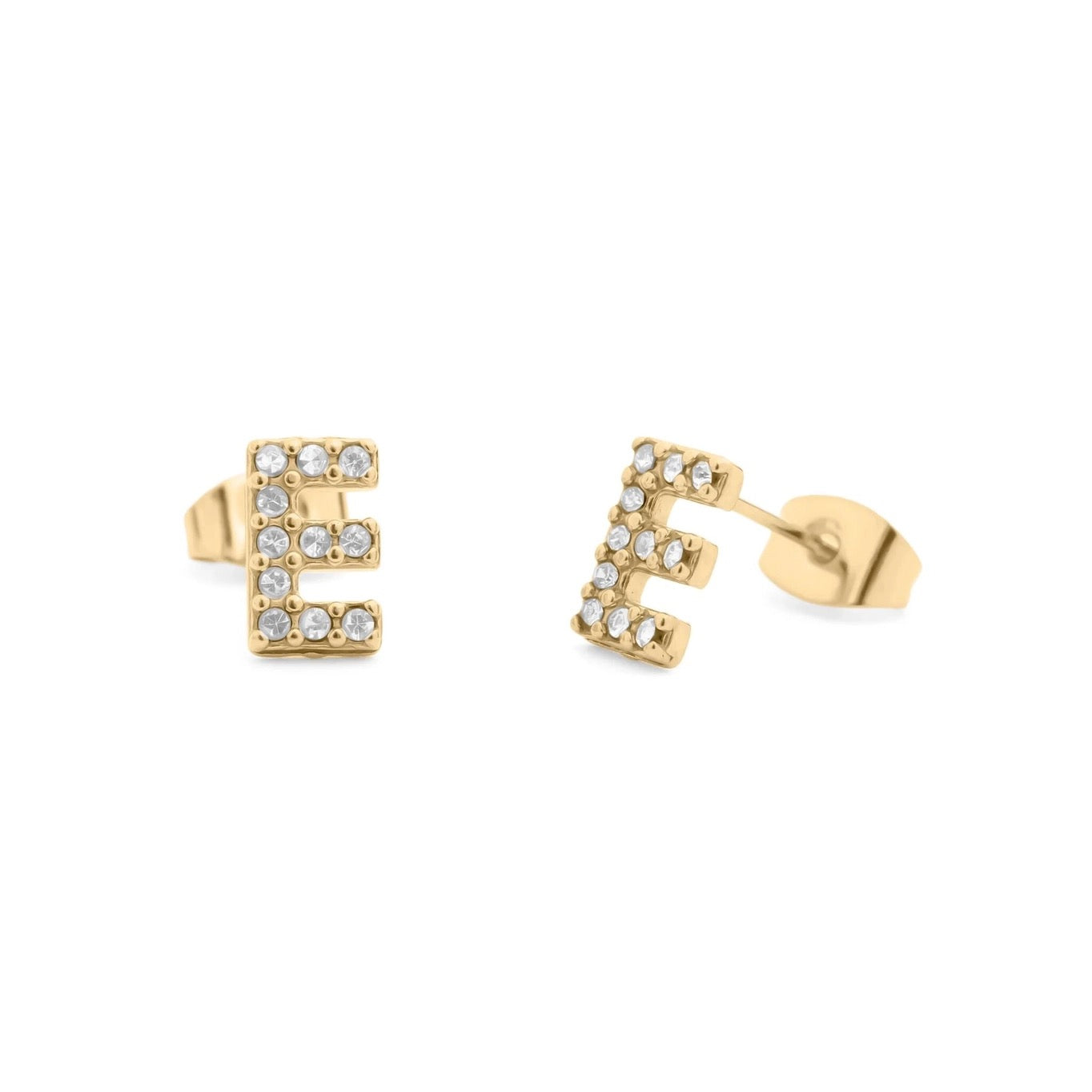 18K Gold Pvd Stainless Steel Initial Stud Earring