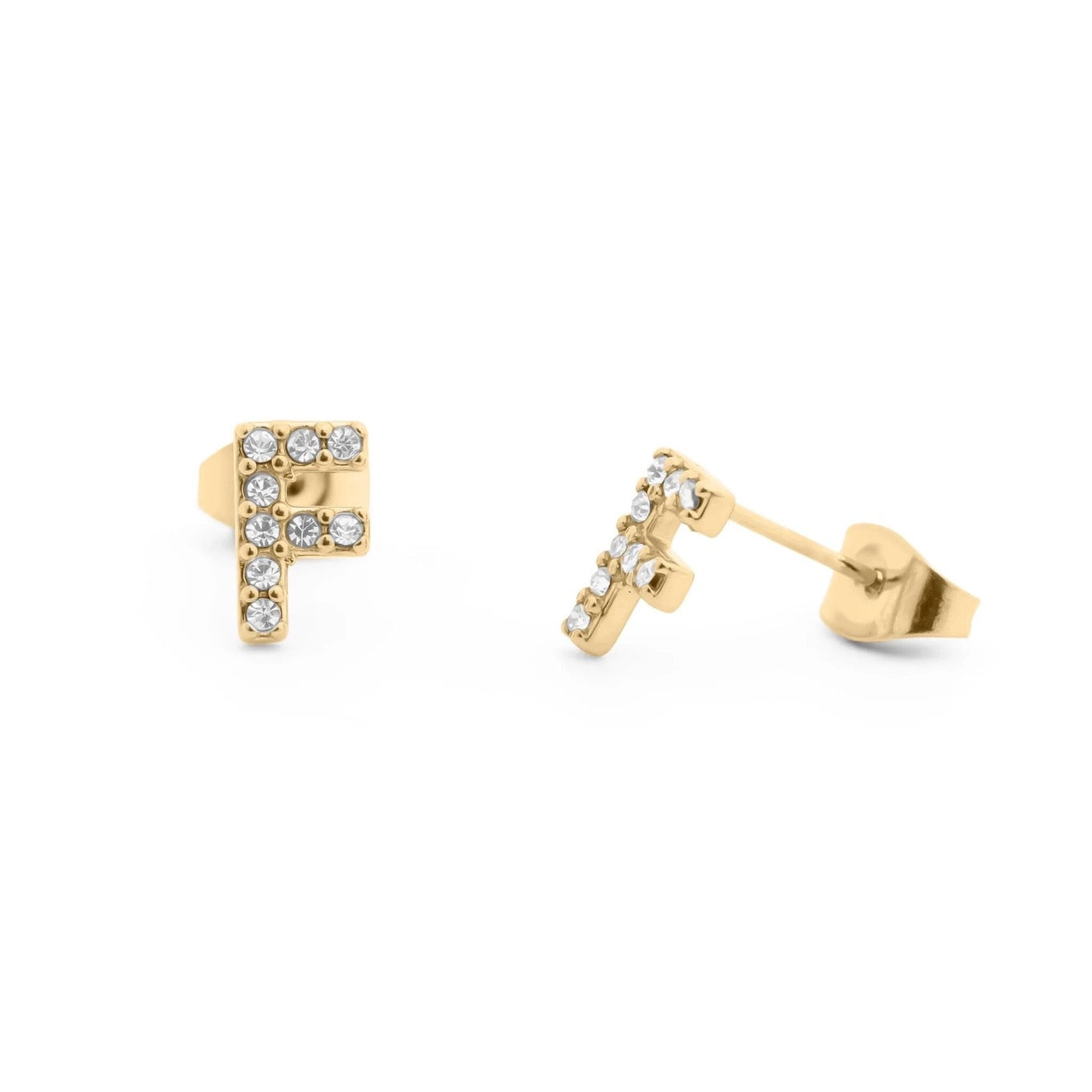 18K Gold Pvd Stainless Steel Initial Stud Earring