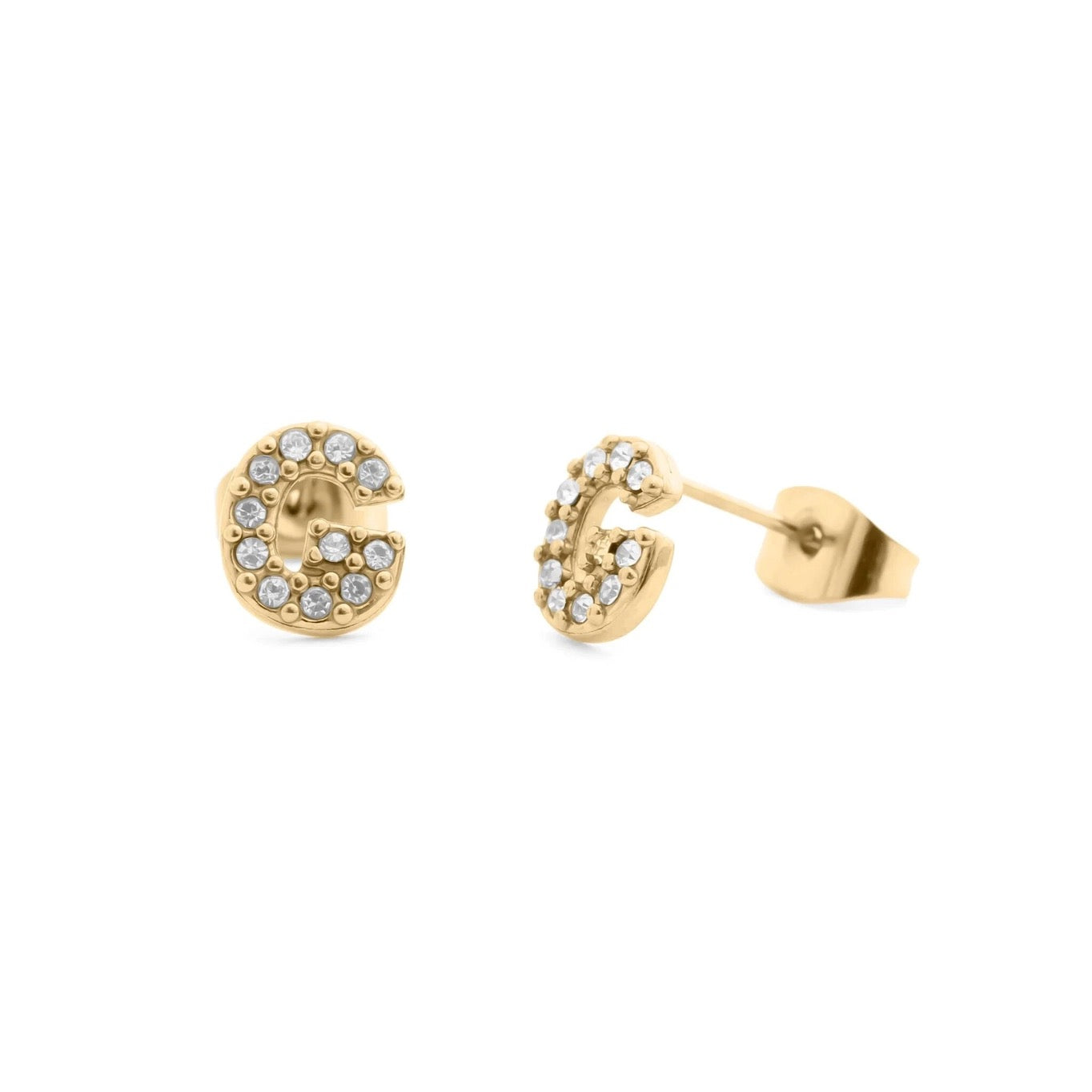 18K Gold Pvd Stainless Steel Initial Stud Earring