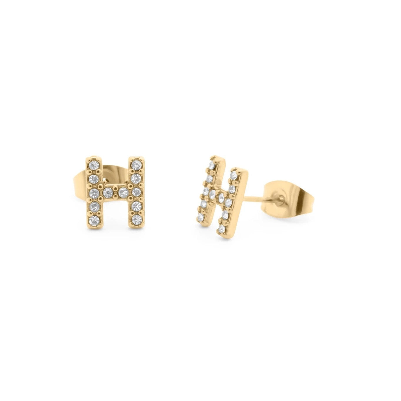 18K Gold Pvd Stainless Steel Initial Stud Earring