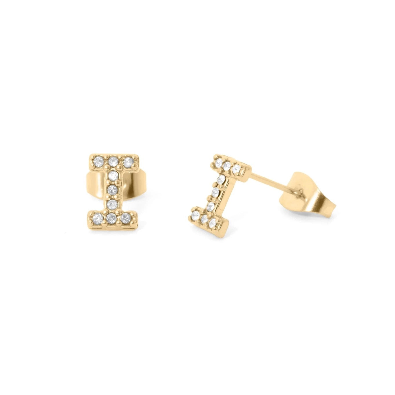 18K Gold Pvd Stainless Steel Initial Stud Earring