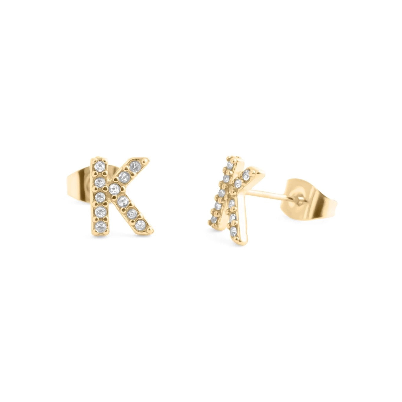 18K Gold Pvd Stainless Steel Initial Stud Earring