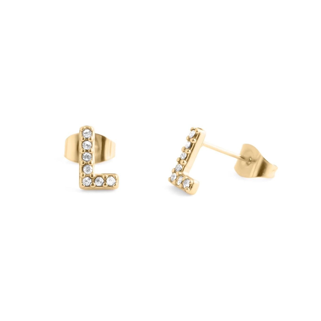 18K Gold Pvd Stainless Steel Initial Stud Earring