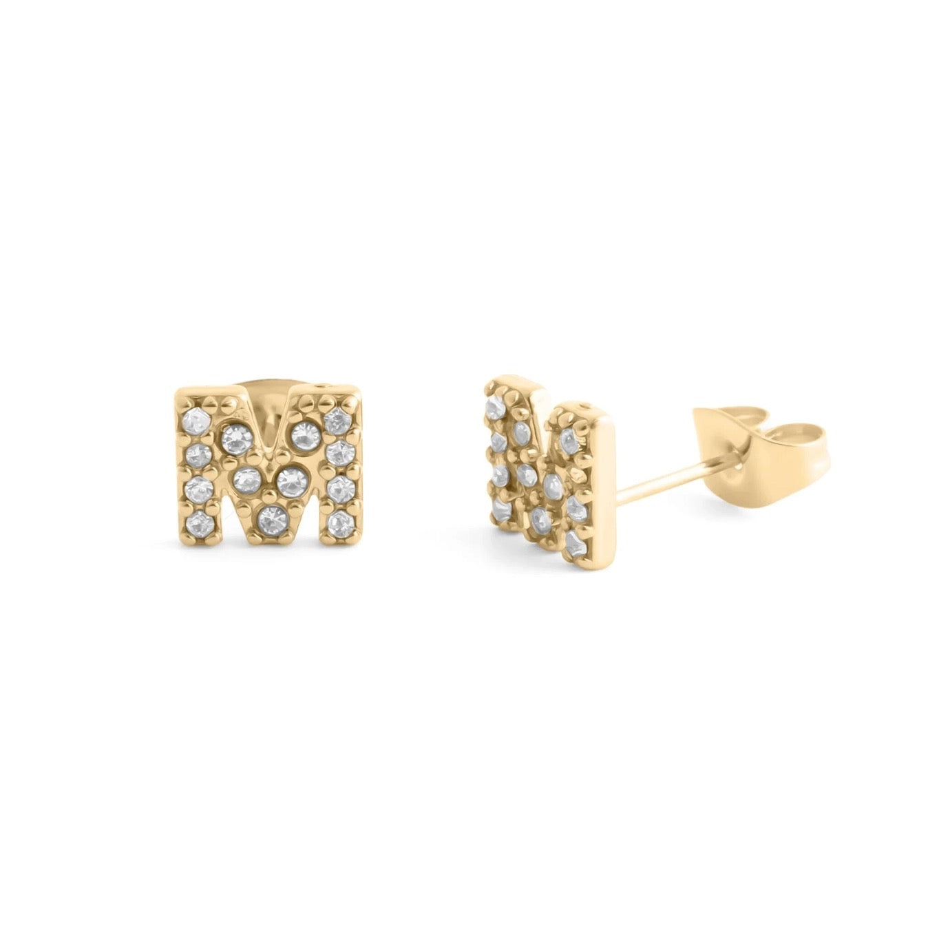 18K Gold Pvd Stainless Steel Initial Stud Earring