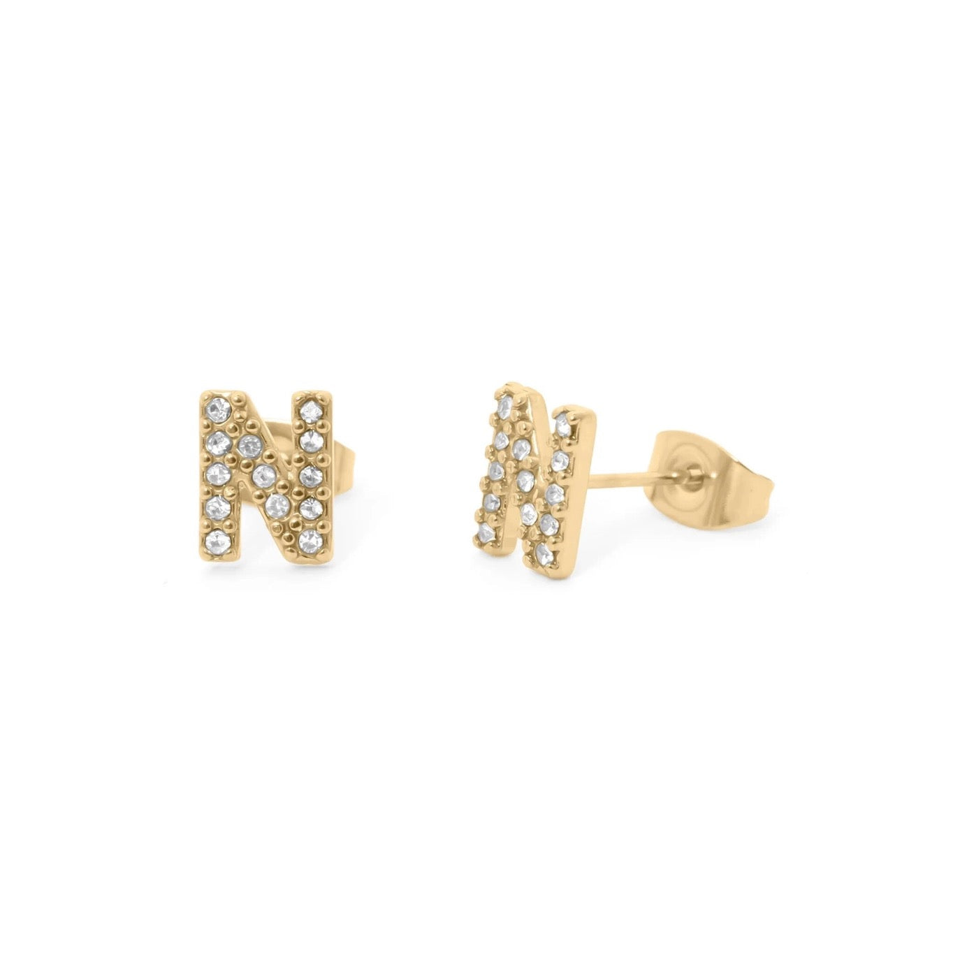 18K Gold Pvd Stainless Steel Initial Stud Earring