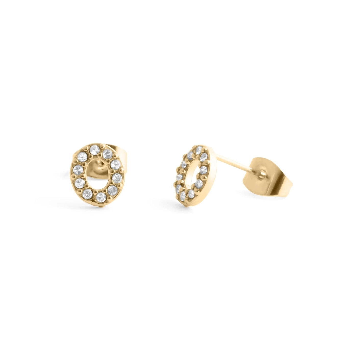 18K Gold Pvd Stainless Steel Initial Stud Earring