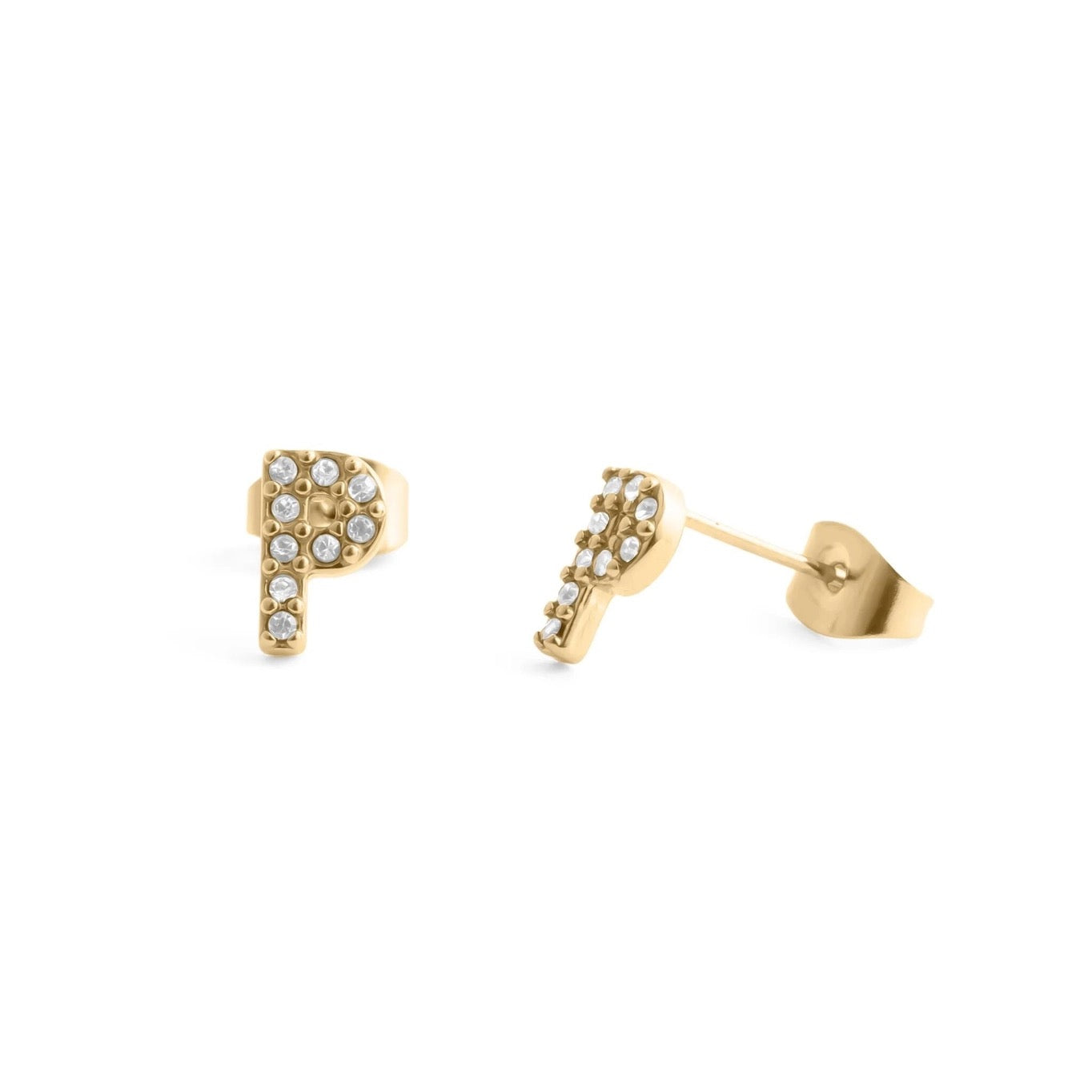 18K Gold Pvd Stainless Steel Initial Stud Earring