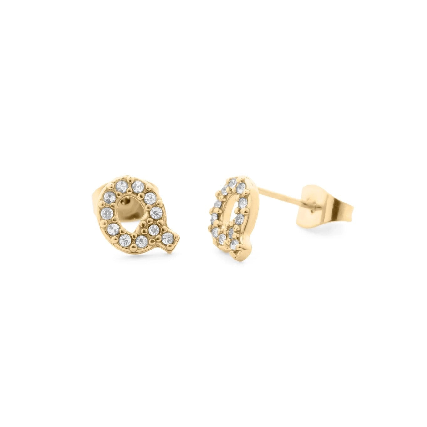 18K Gold Pvd Stainless Steel Initial Stud Earring