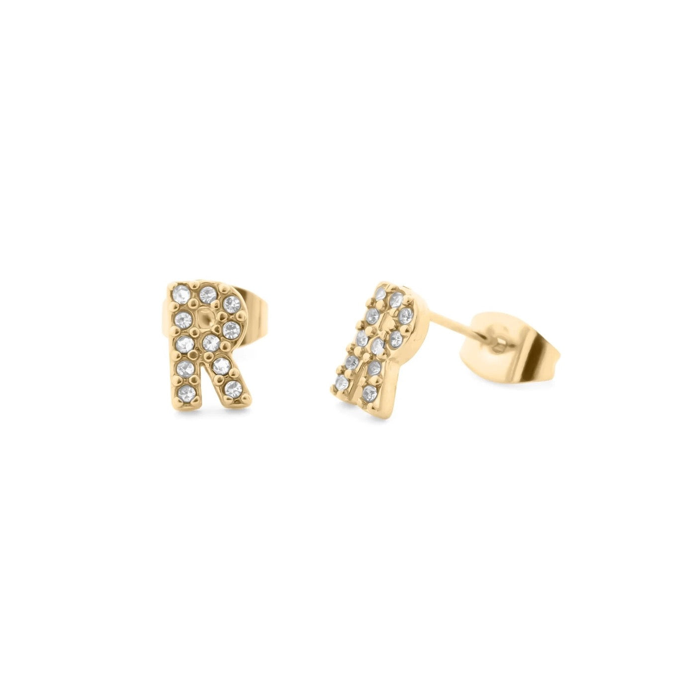 18K Gold Pvd Stainless Steel Initial Stud Earring