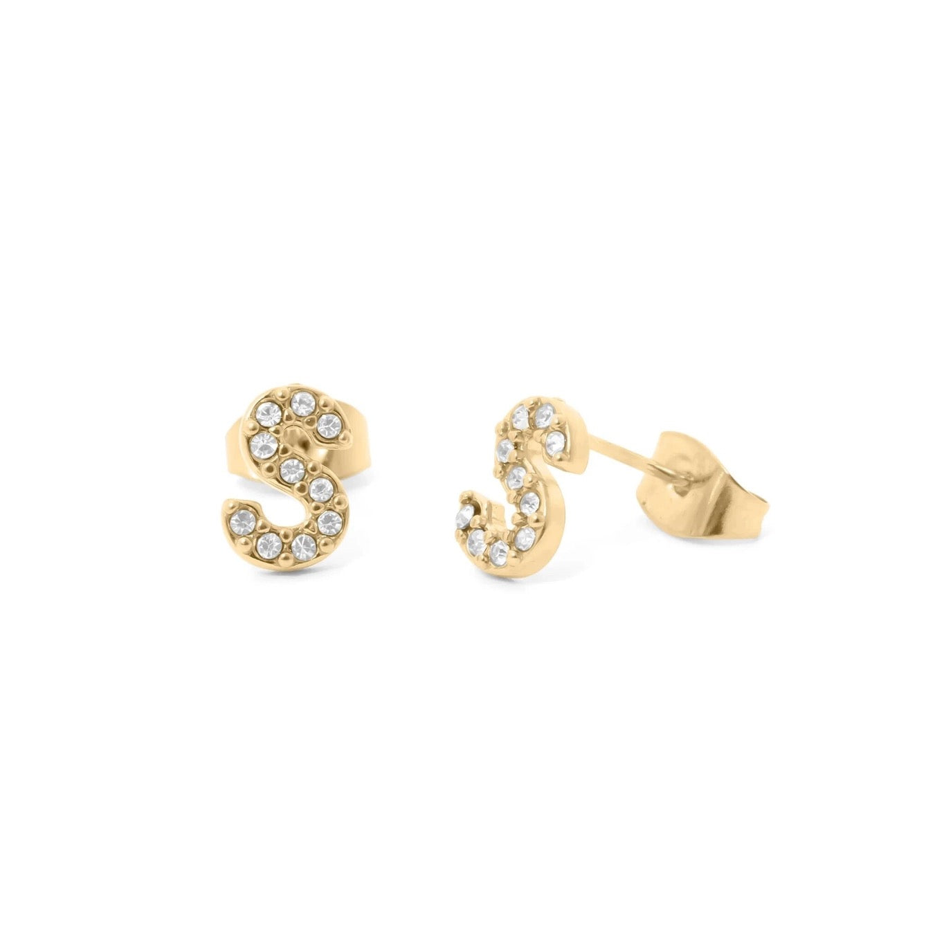 18K Gold Pvd Stainless Steel Initial Stud Earring
