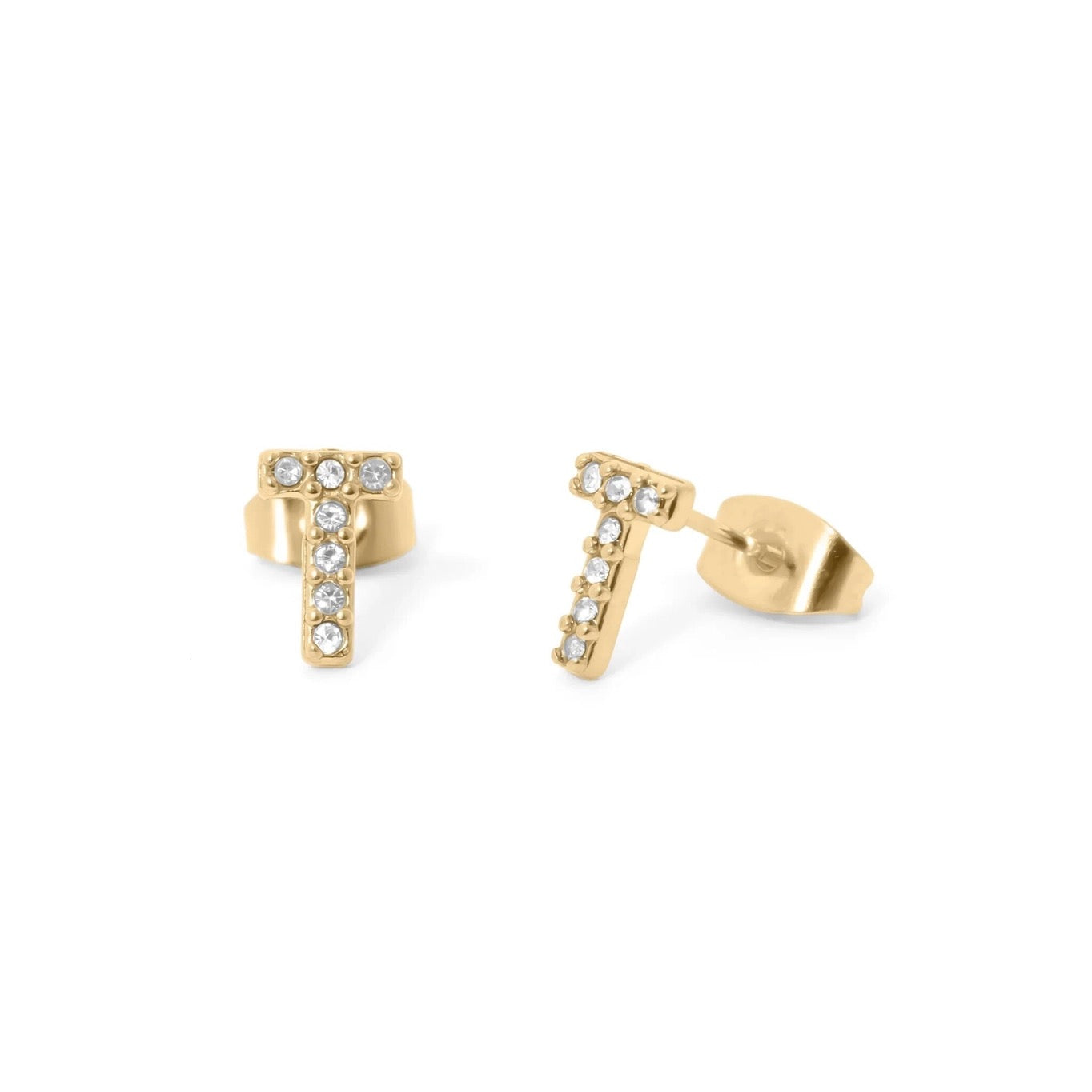 18K Gold Pvd Stainless Steel Initial Stud Earring