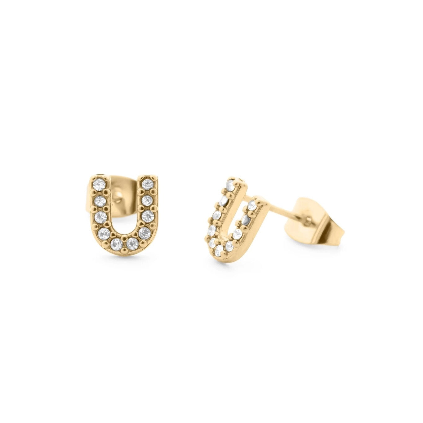 18K Gold Pvd Stainless Steel Initial Stud Earring