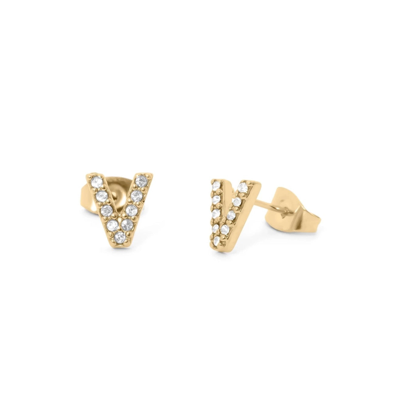 18K Gold Pvd Stainless Steel Initial Stud Earring