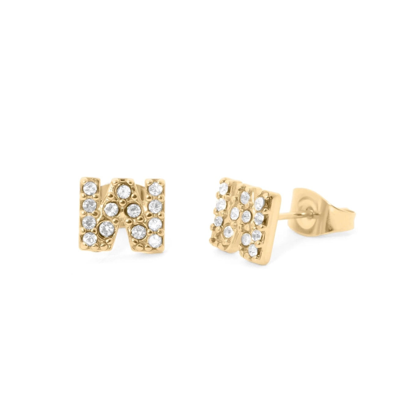 18K Gold Pvd Stainless Steel Initial Stud Earring