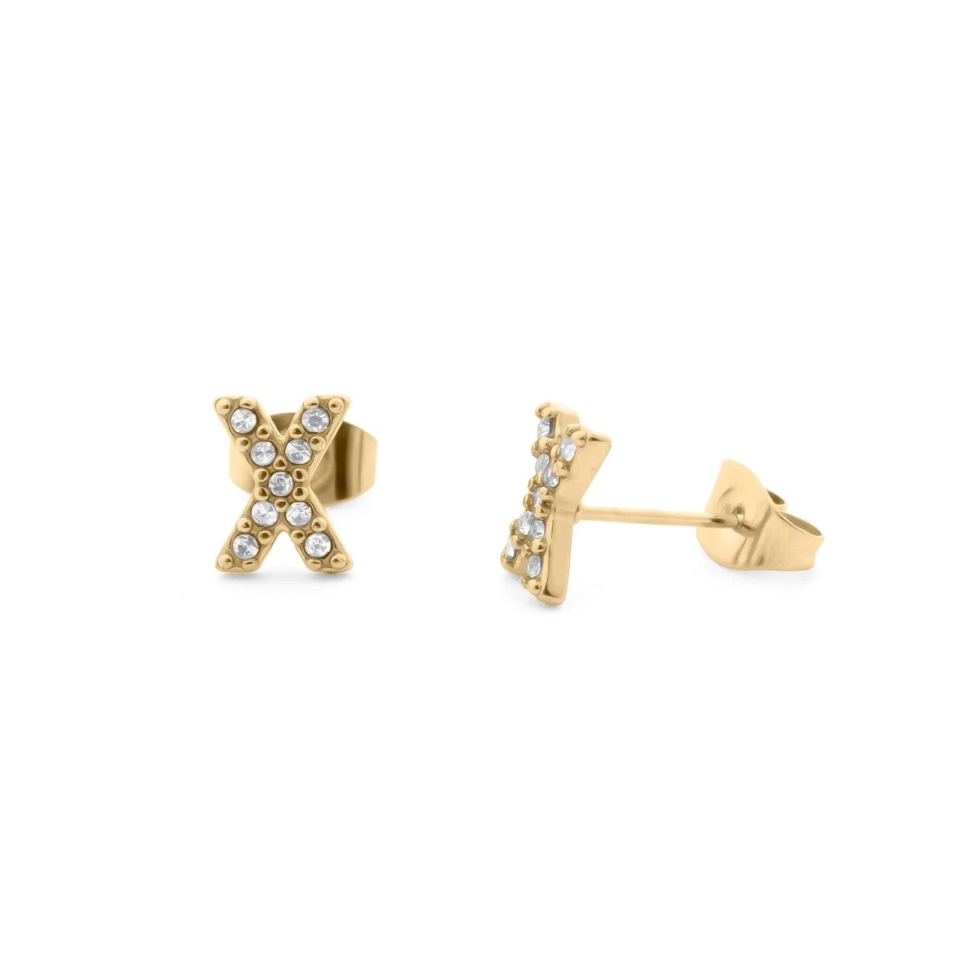 18K Gold Pvd Stainless Steel Initial Stud Earring