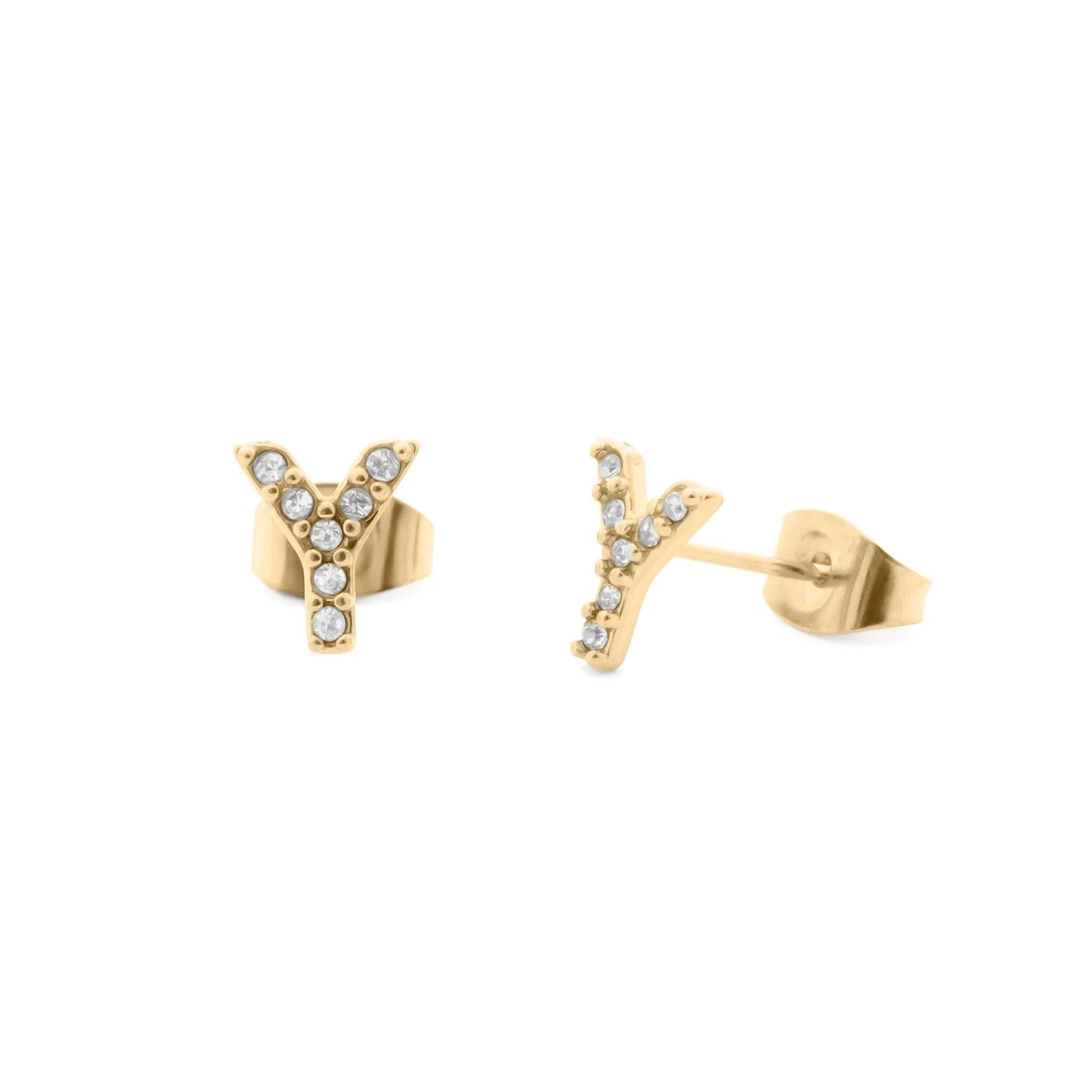 18K Gold Pvd Stainless Steel Initial Stud Earring