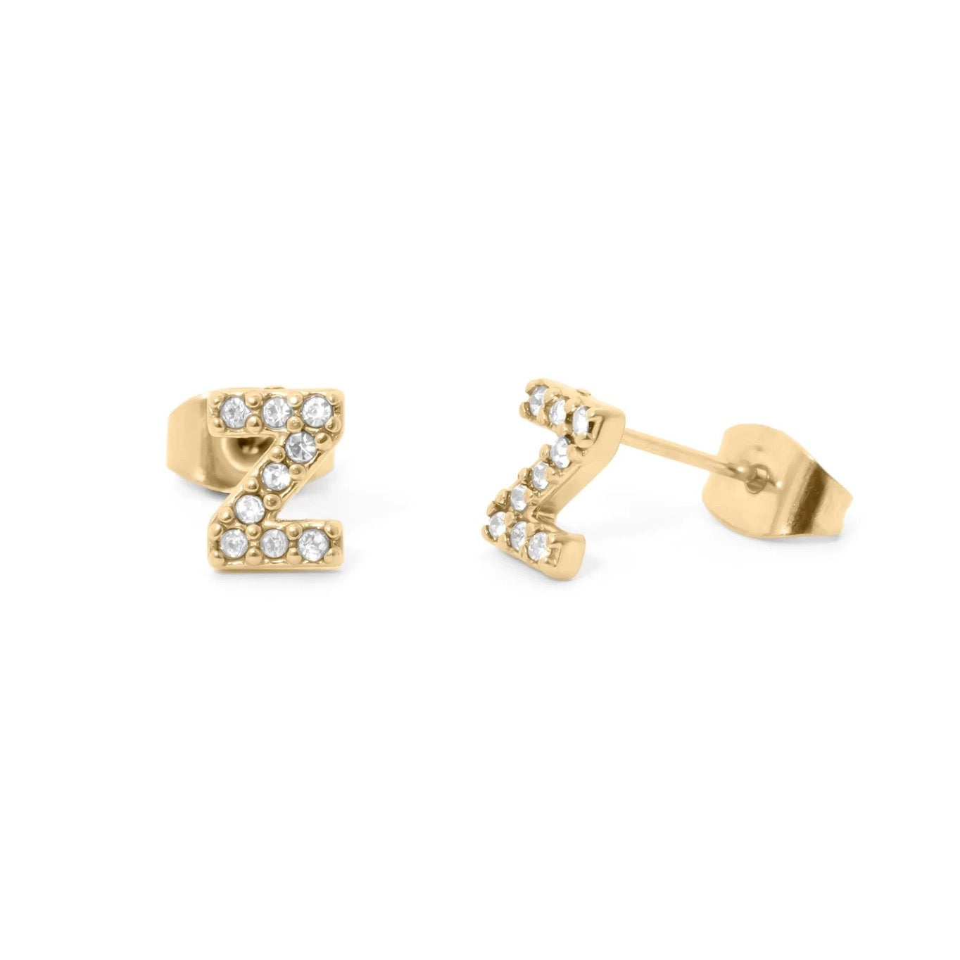 18K Gold Pvd Stainless Steel Initial Stud Earring