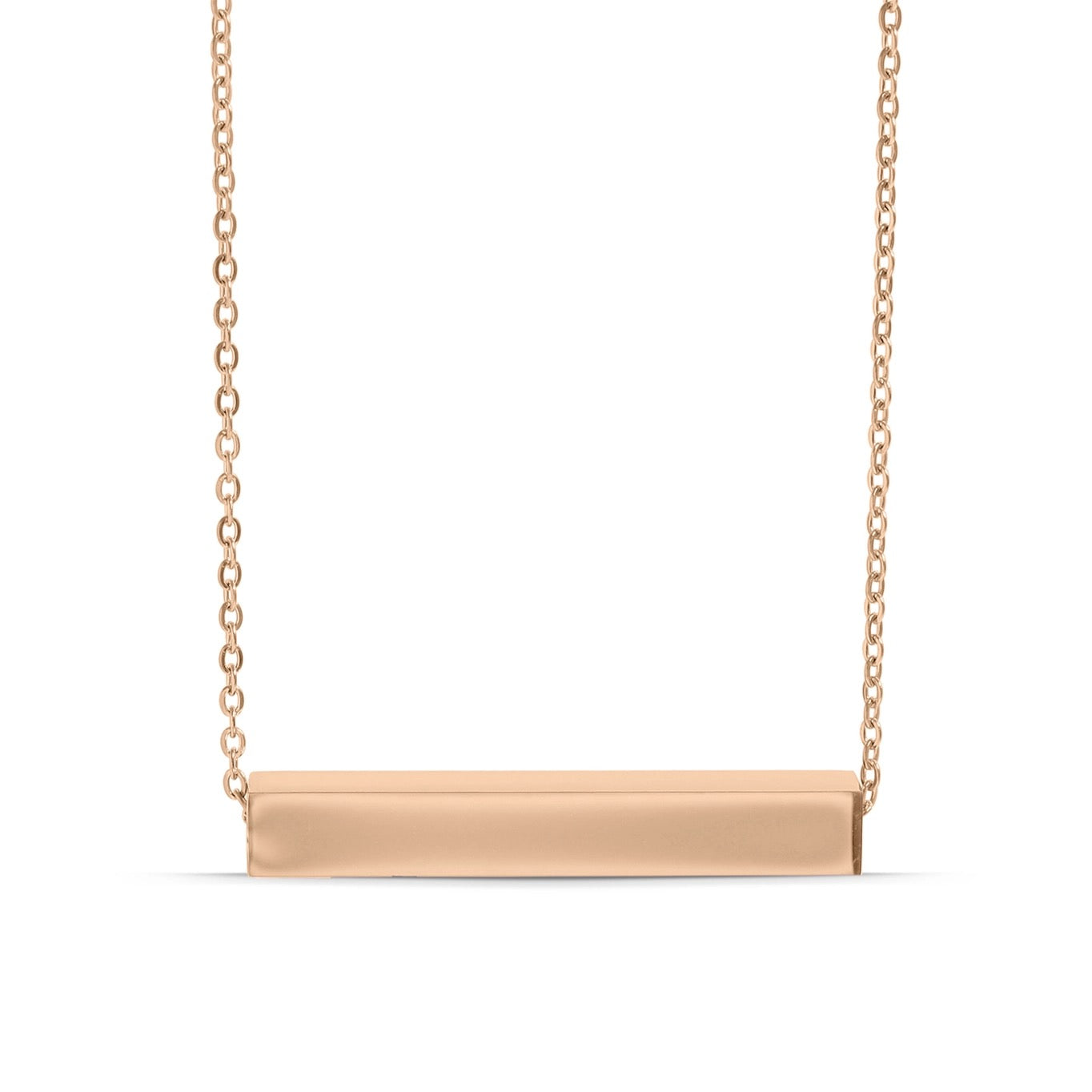Square 4 Sided Horizontal Bar Polished Stainless Steel Necklace