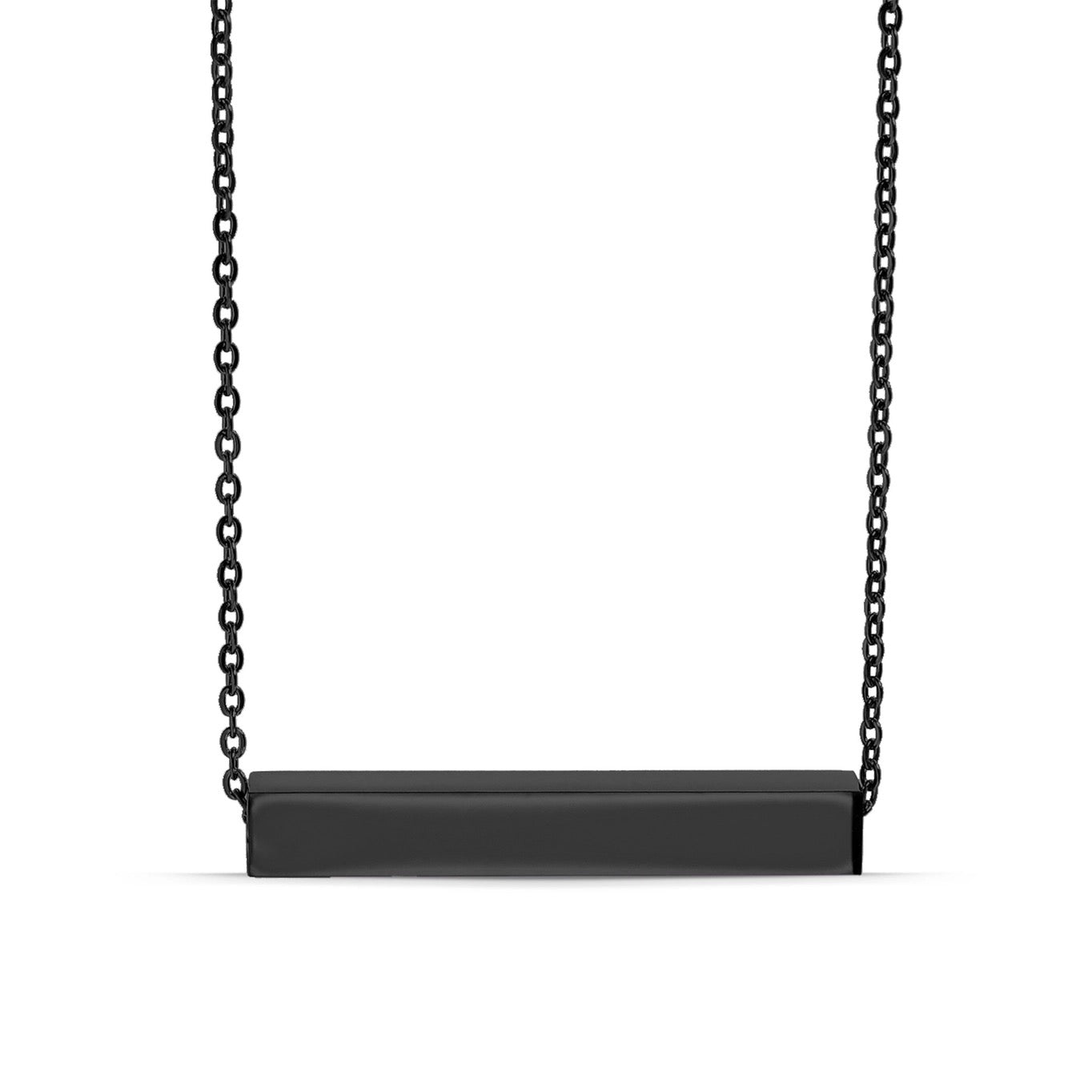 Square 4 Sided Horizontal Bar Polished Stainless Steel Necklace