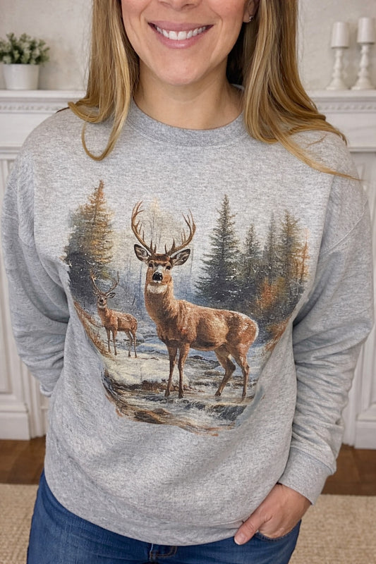 Retro Deer Scene Graphic