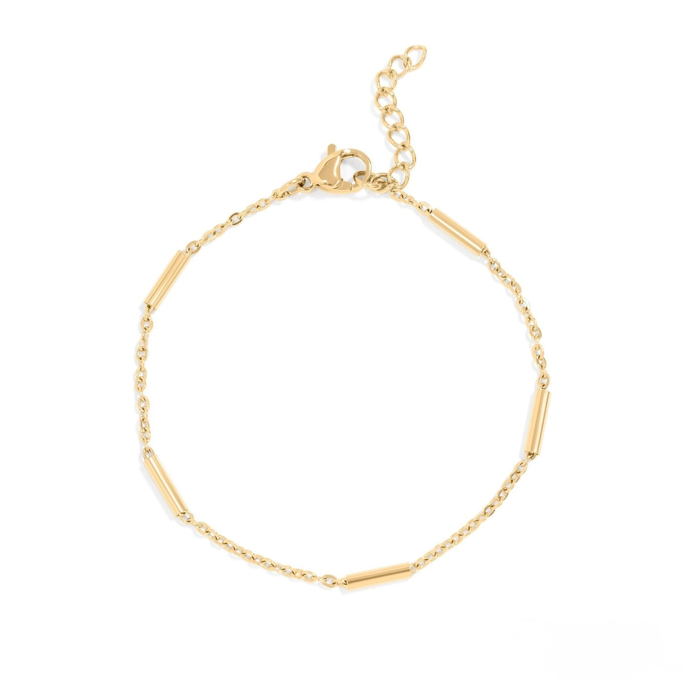 18K Gold Pvd Stainless Steel Satellite Bar Chain Bracelet