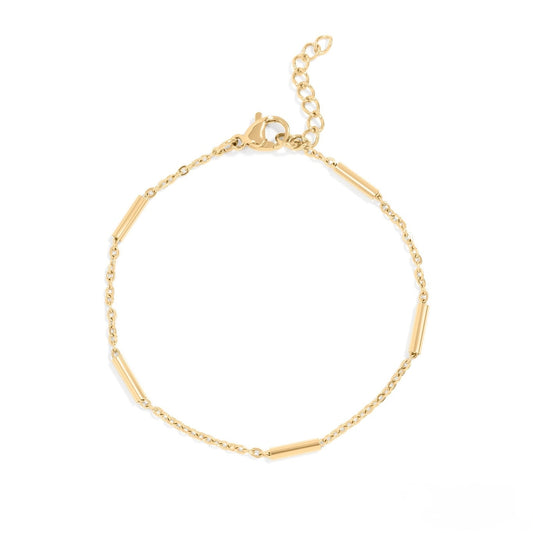 18K Gold Pvd Stainless Steel Satellite Bar Chain Bracelet